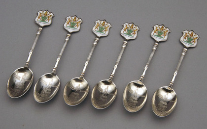 Silver Enamel Southern Rhodesia Teaspoon Set (6) - Cecil John Rhodes
